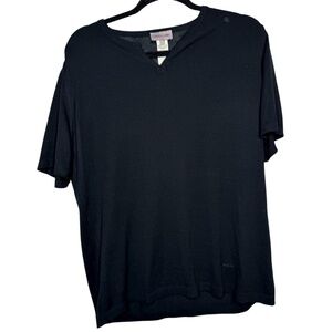 Men's Versace Classic sheer V-neck Large Black thin sweater short sleeve shirt